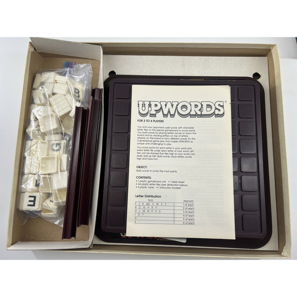 Milton Bradley Upwords A 3-Dimensional Word Game 1983 Vintage In Box Directions - Picture 6 of 11
